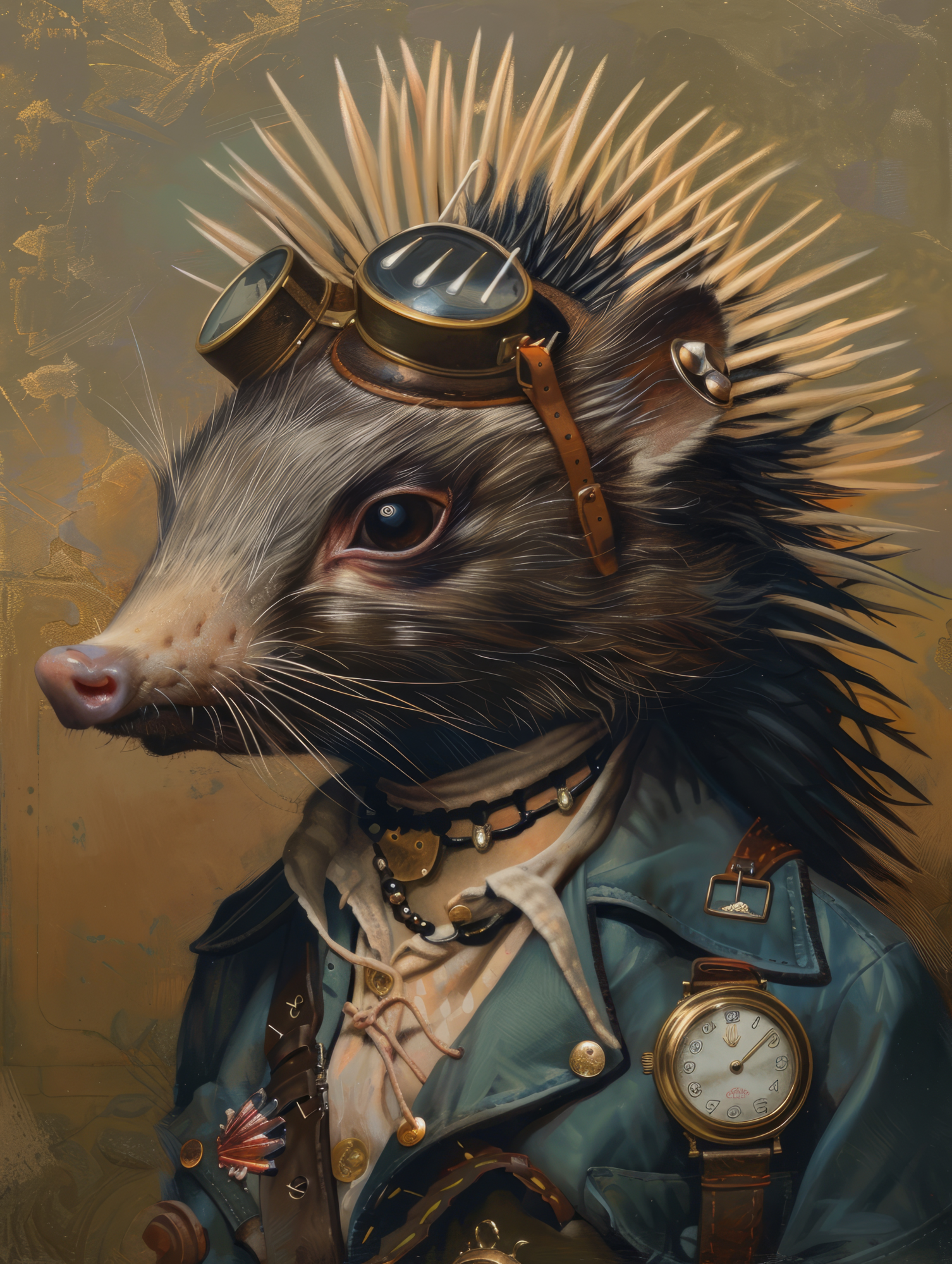 Canvas schilderij van een Porcupine hond 100x200 cm