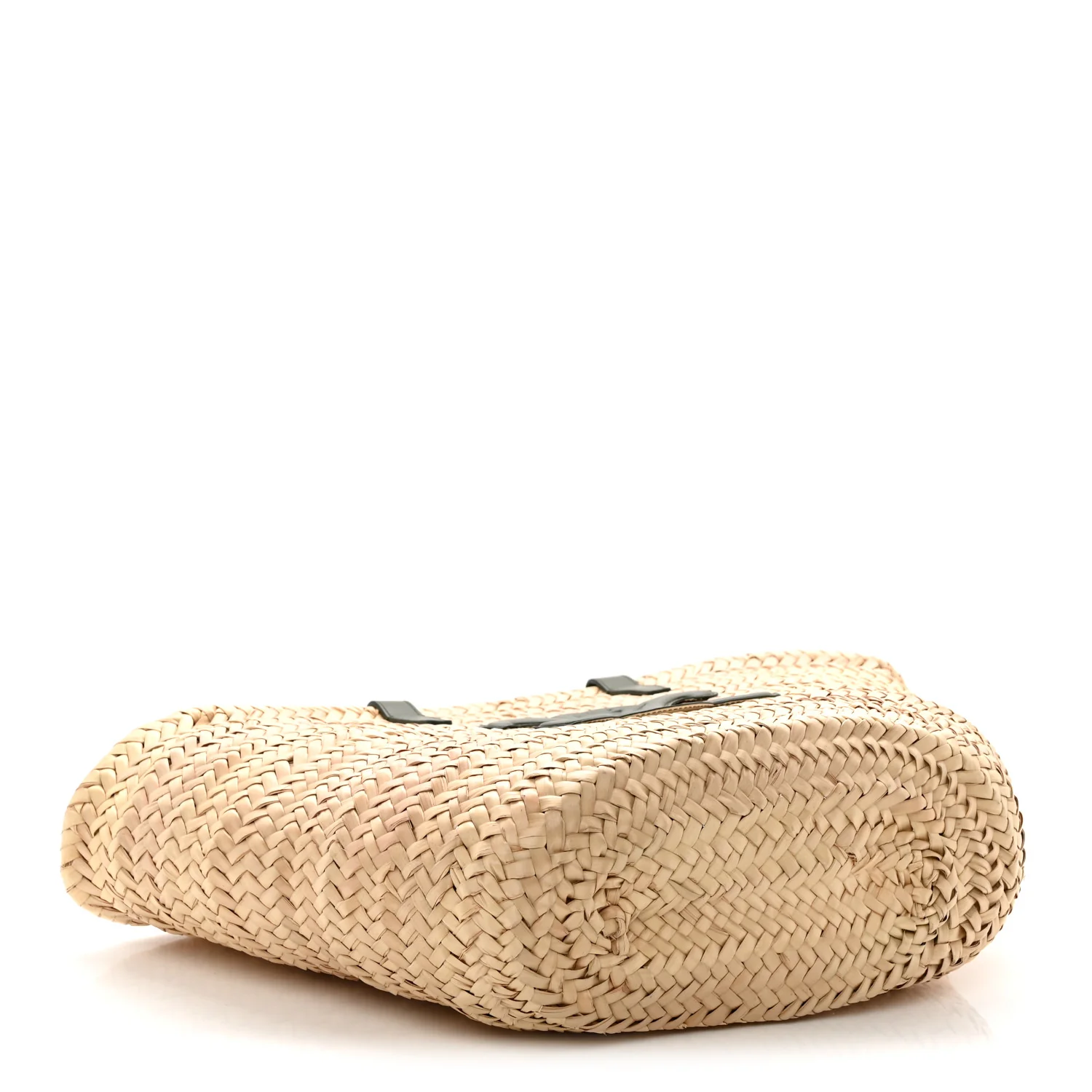 Raffia Calfskin Triomphe Medium Panier  Green - Top Club