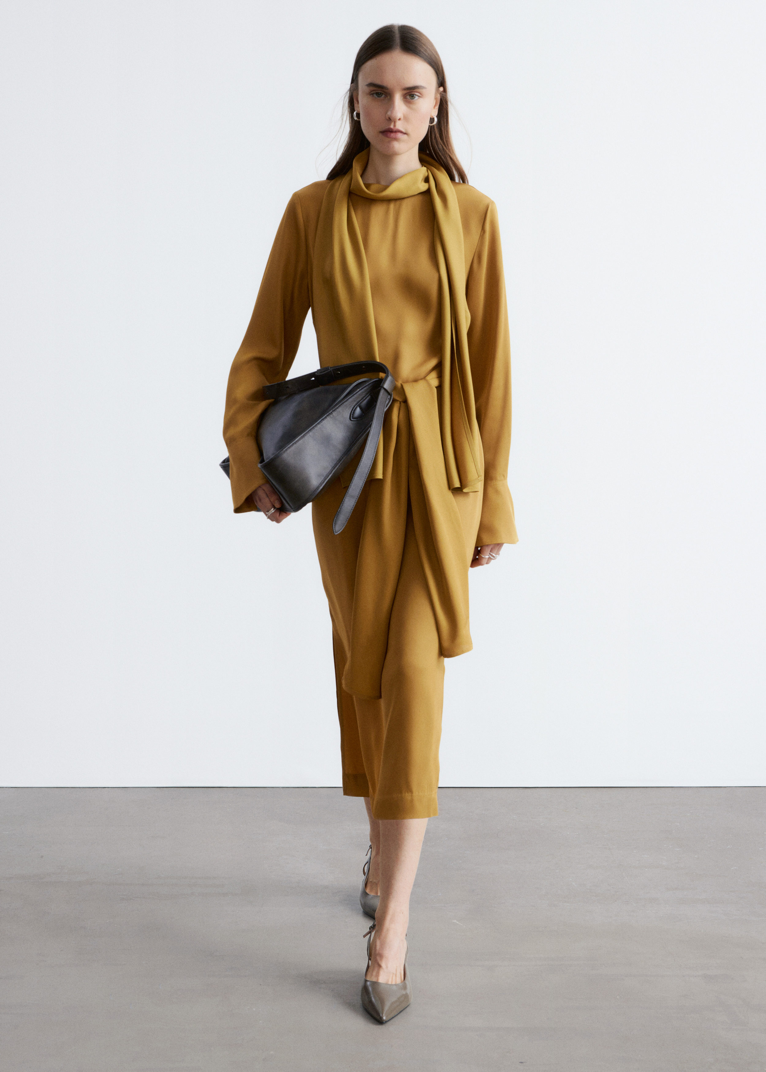 & Other Stories SCARF-NECK MIDI DRESS