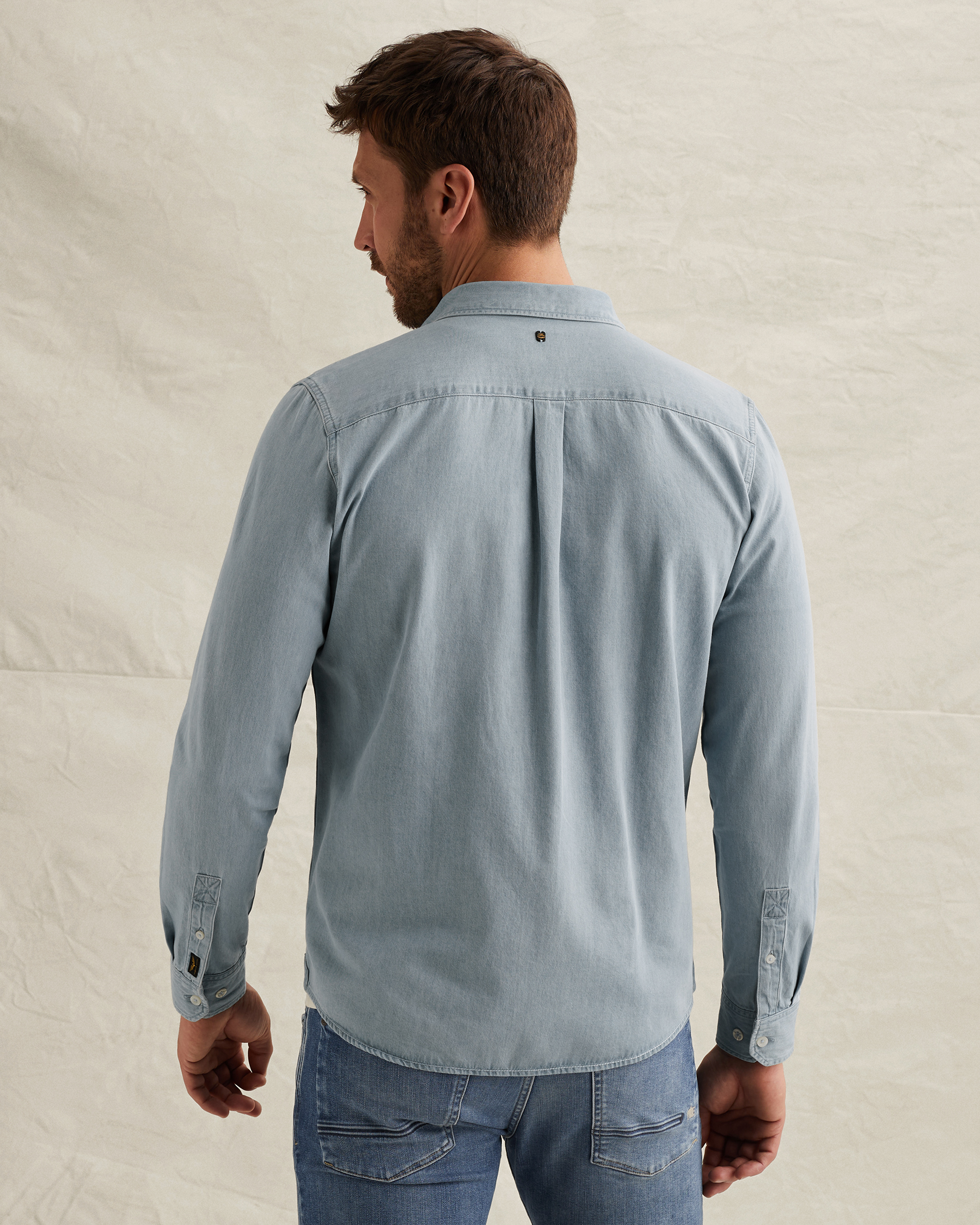 Denim shirt with stitching detailsx
