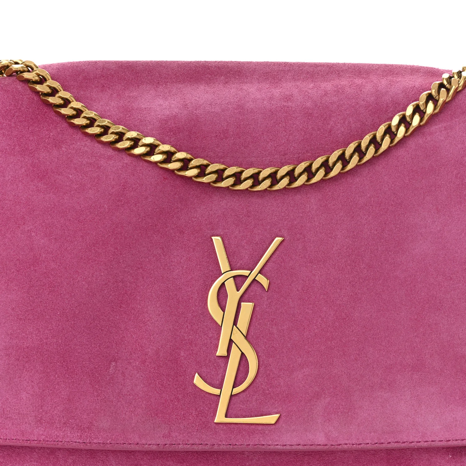 Smooth Calfskin Suede Medium Reversible Monogram Kate Satchel Rose Rubis - Top Club
