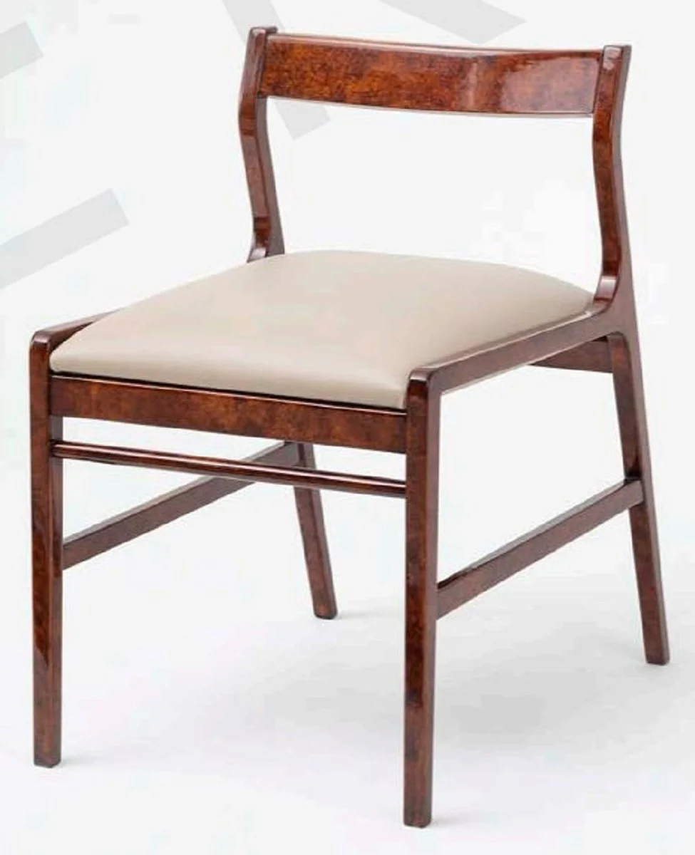 Luxury dining room chair set of 6 brown / cream 50 x 67 x H. 77 cm - Luxury solid wood kitchen chairs - Dining room furniture - Kitchen furniture - Luxury furniture - Luxury dining room furnishings