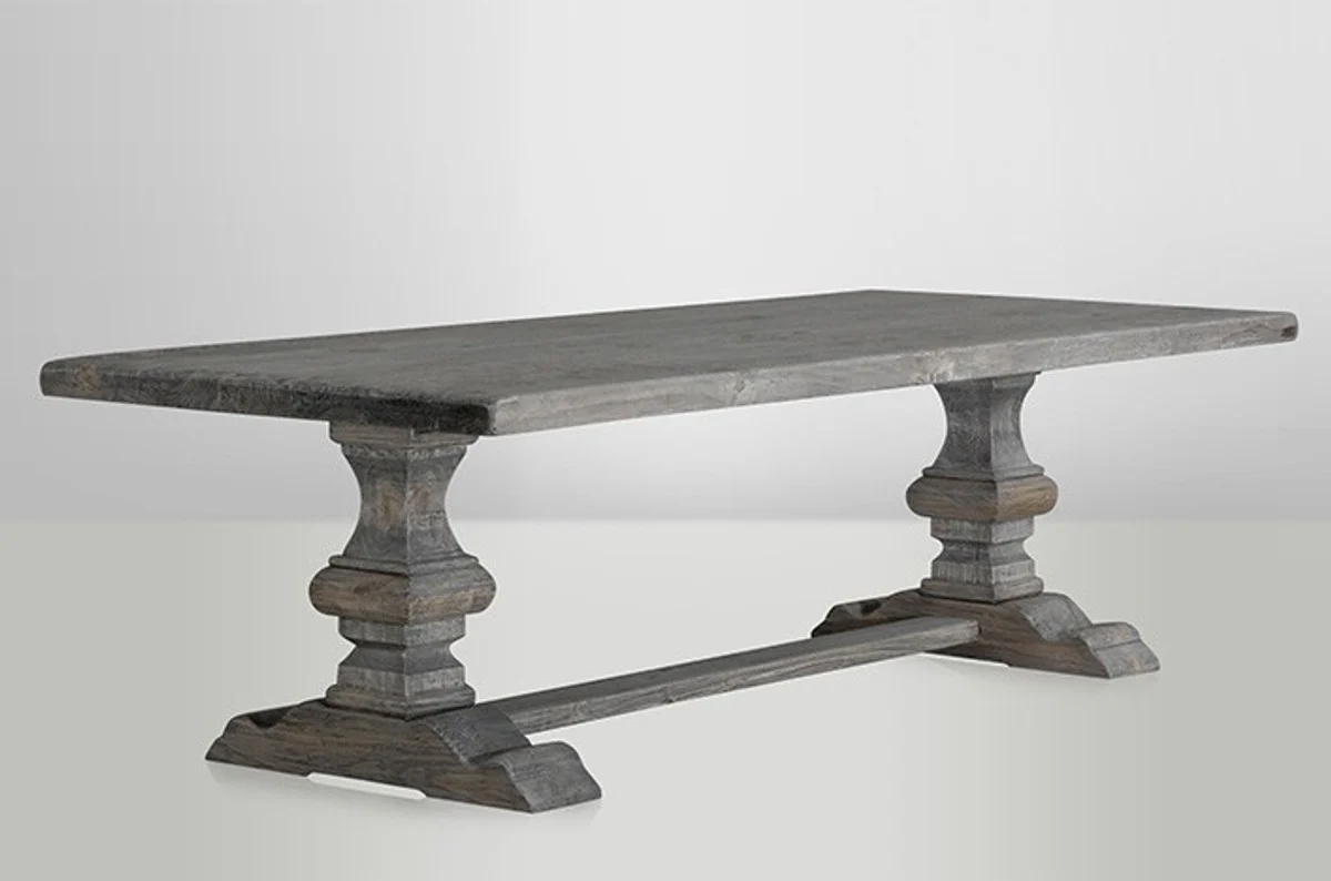 Country house style dining table vintage gray 180 cm - Rustic solid wood kitchen table