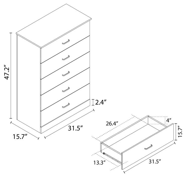 5 Drawer 31.5'' W Dresser