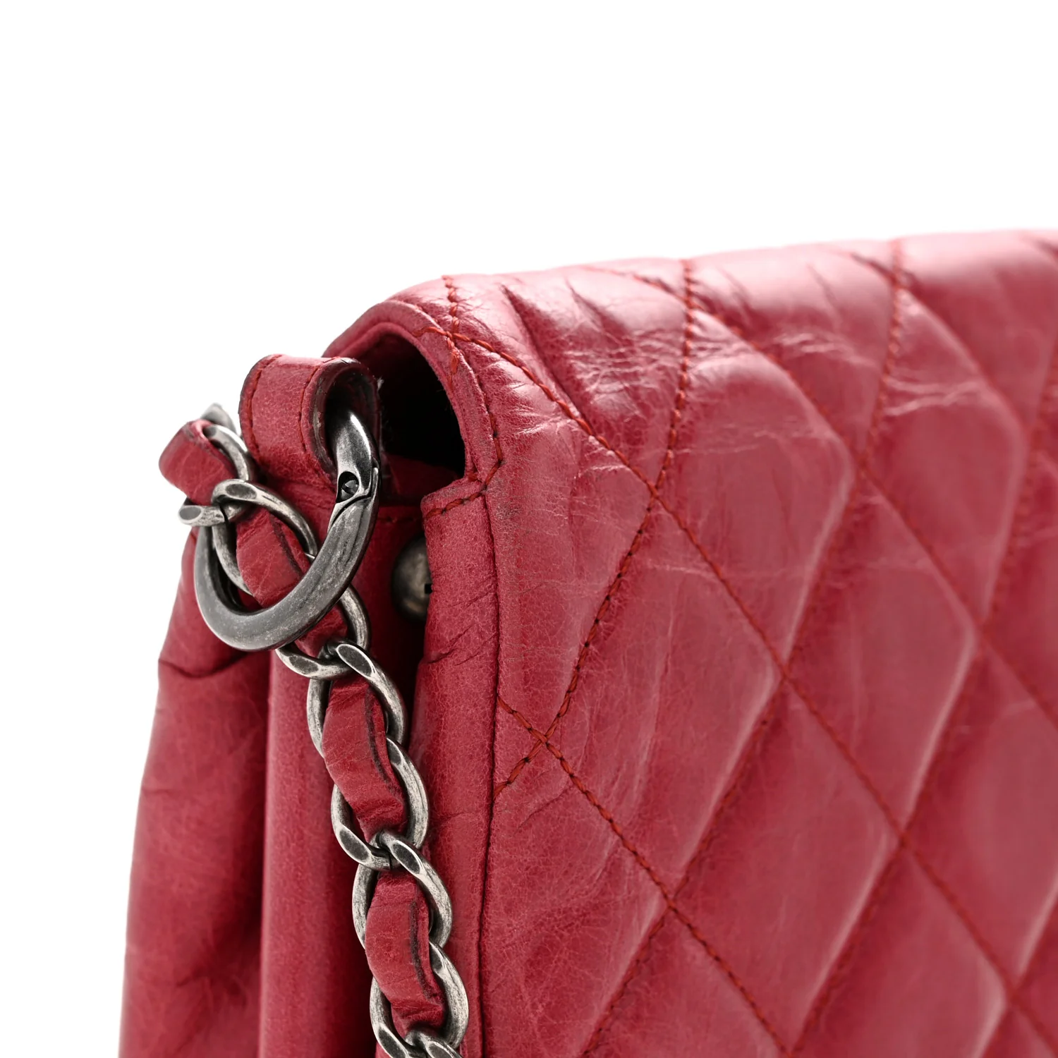Glazed Calfskin Quilted Soft Boy Flap Red - Top Club