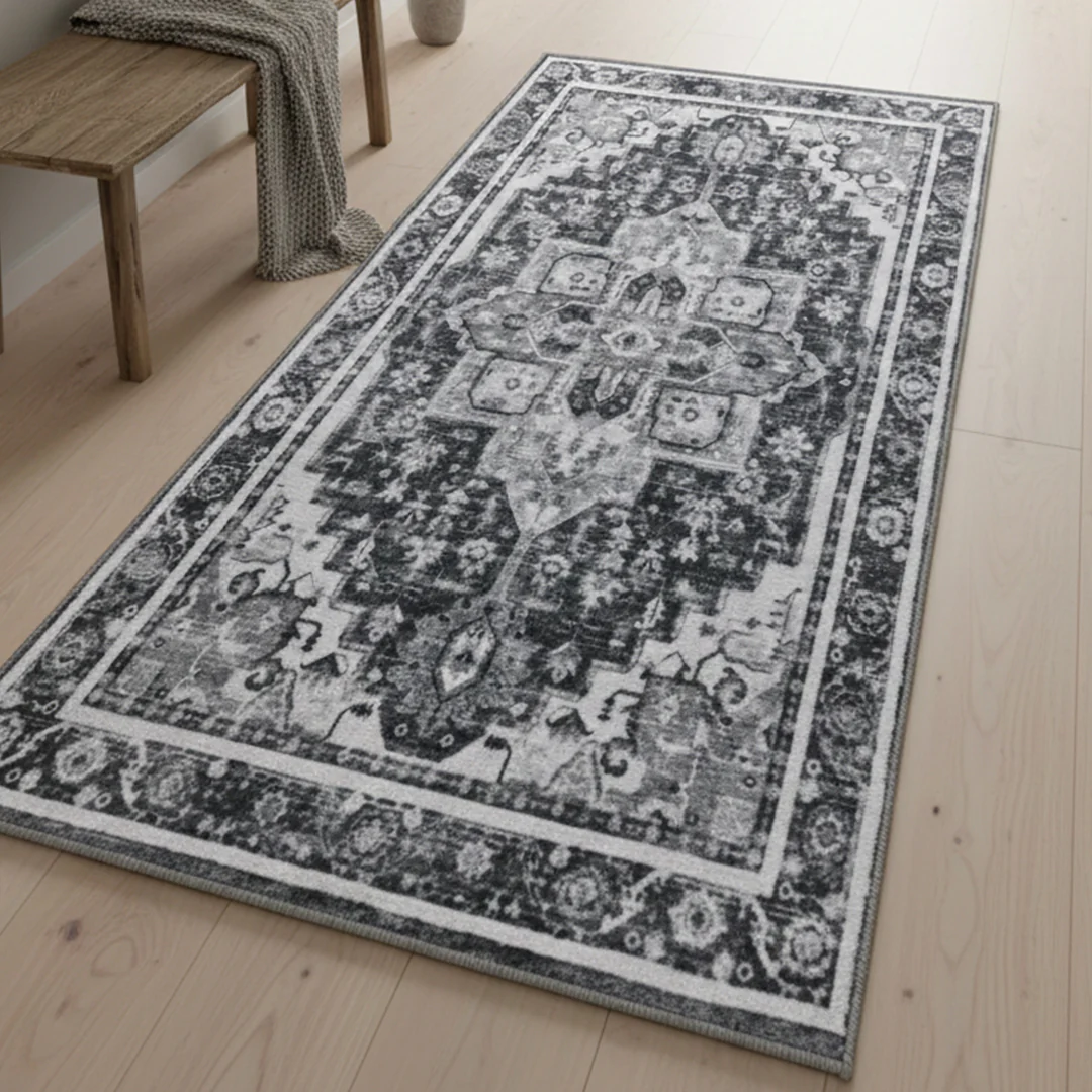 Muddy Mat® Onyx Washable Area Rugs for Living Room, Bedroom & Dining Room – Modern Soft Low Pile Non Slip Carpet – Pet Friendly Waterproof Foldable Rugs for Home