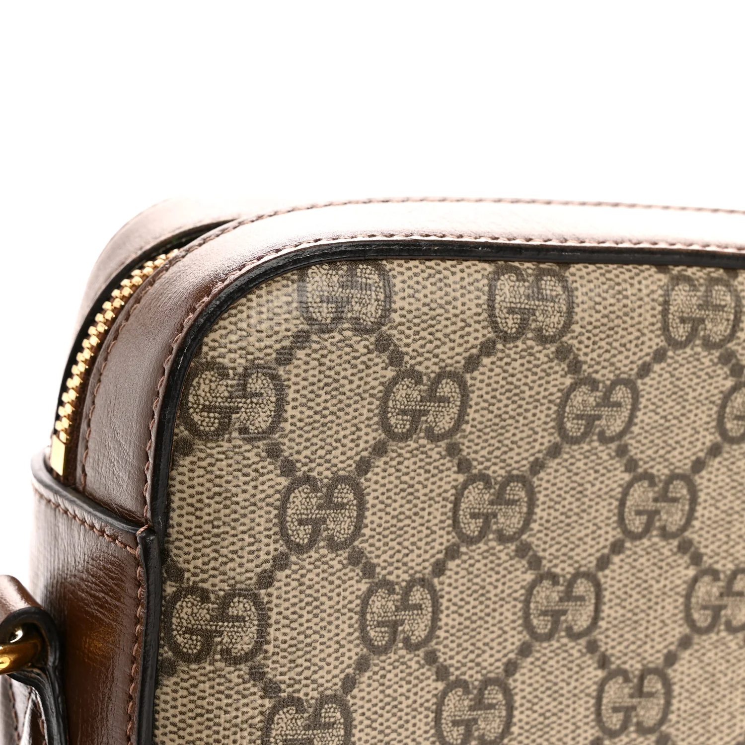 GG Supreme Monogram Small Horsebit 1955 Shoulder Bag Beige Brown Sugar - Top Club
