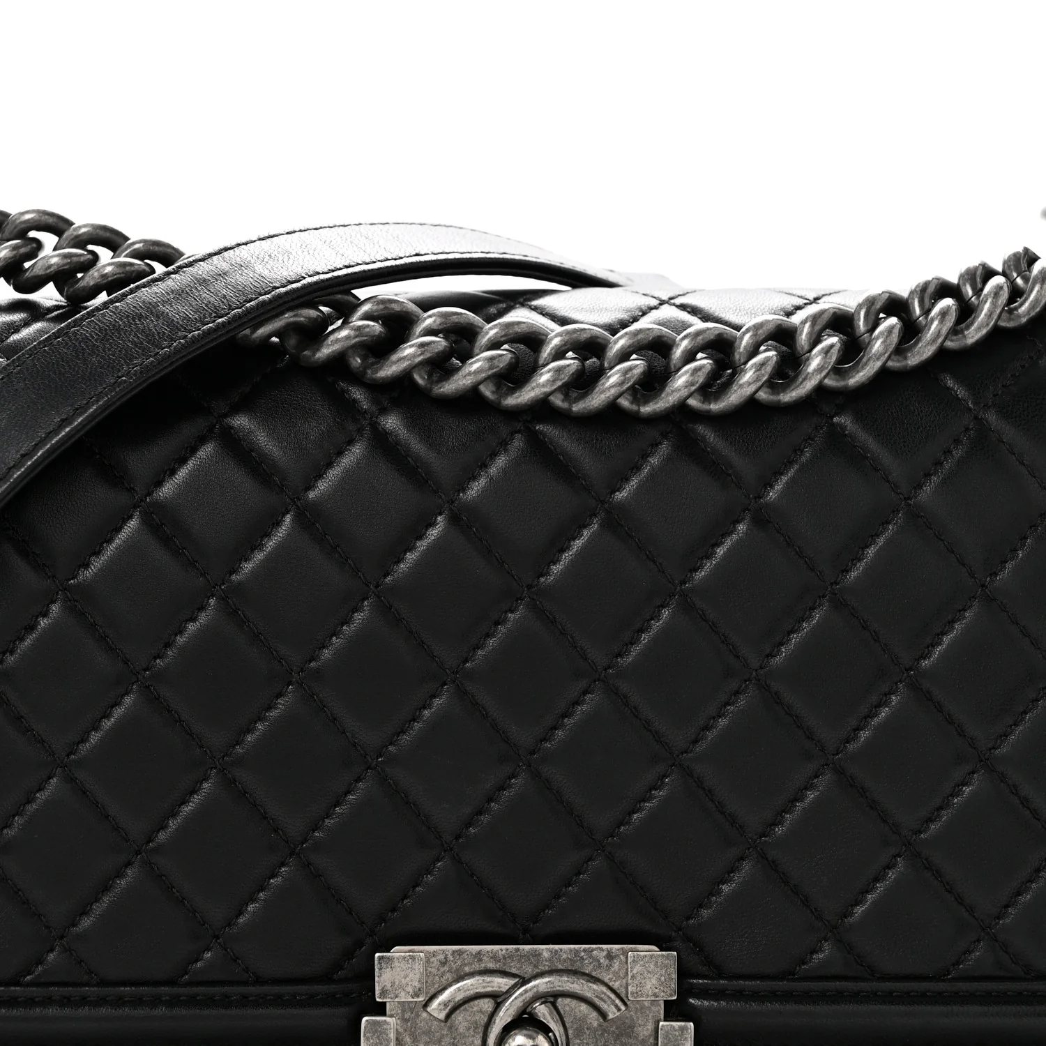 Lambskin Quilted Medium Boy Flap Black - Top Club