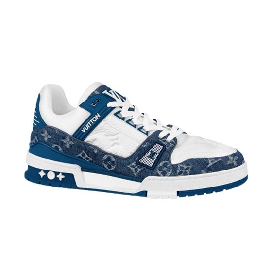 LOUIS VUITTON TRAINER MONOGRAM DENIM WHITE BLUE   LVS006 - Sneaker Replica Workshop