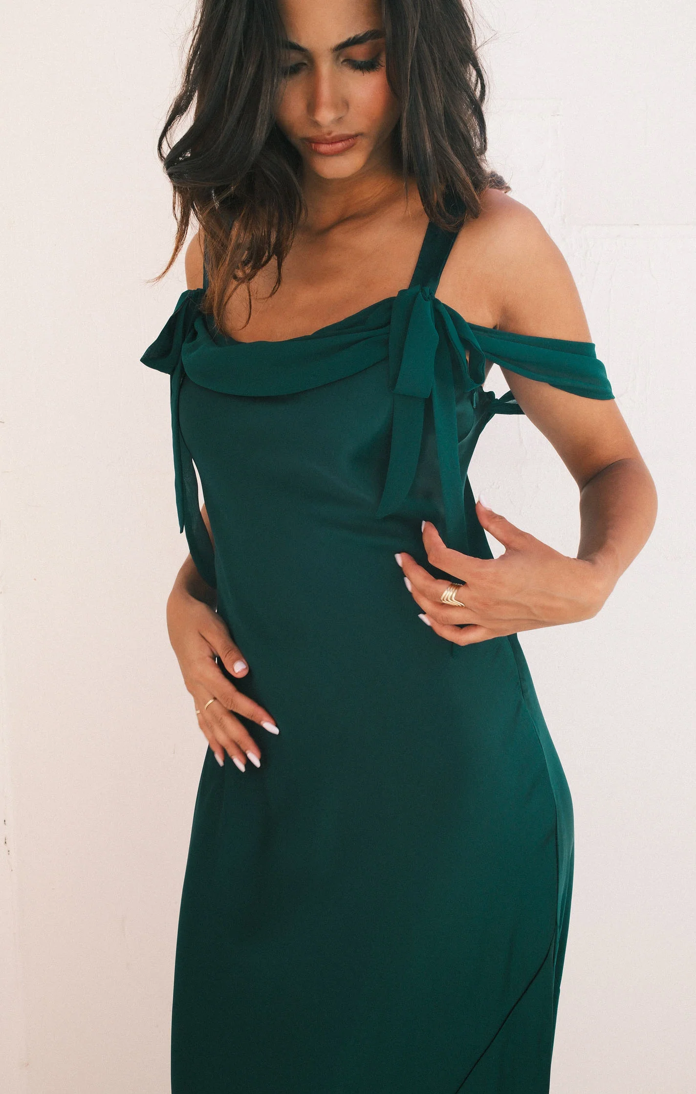 Bella Maxi Dress ~ Deep Emerald Luxe Satin