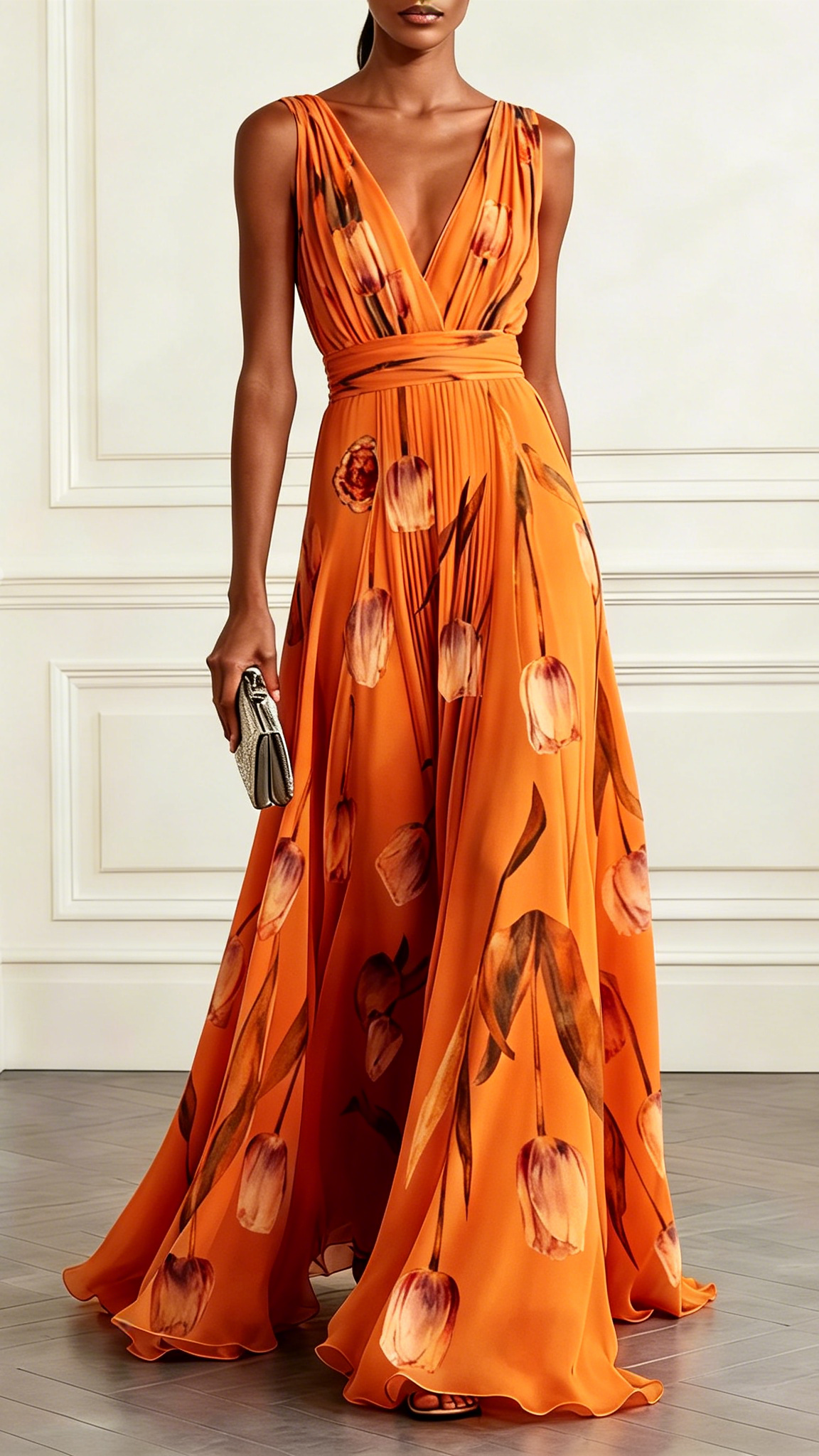 Women's V-Neck Long Sleeveless Flared Dress - Nordfashionstorm - Women's Clothing, Fashion for You - Nordfashionstorm.com