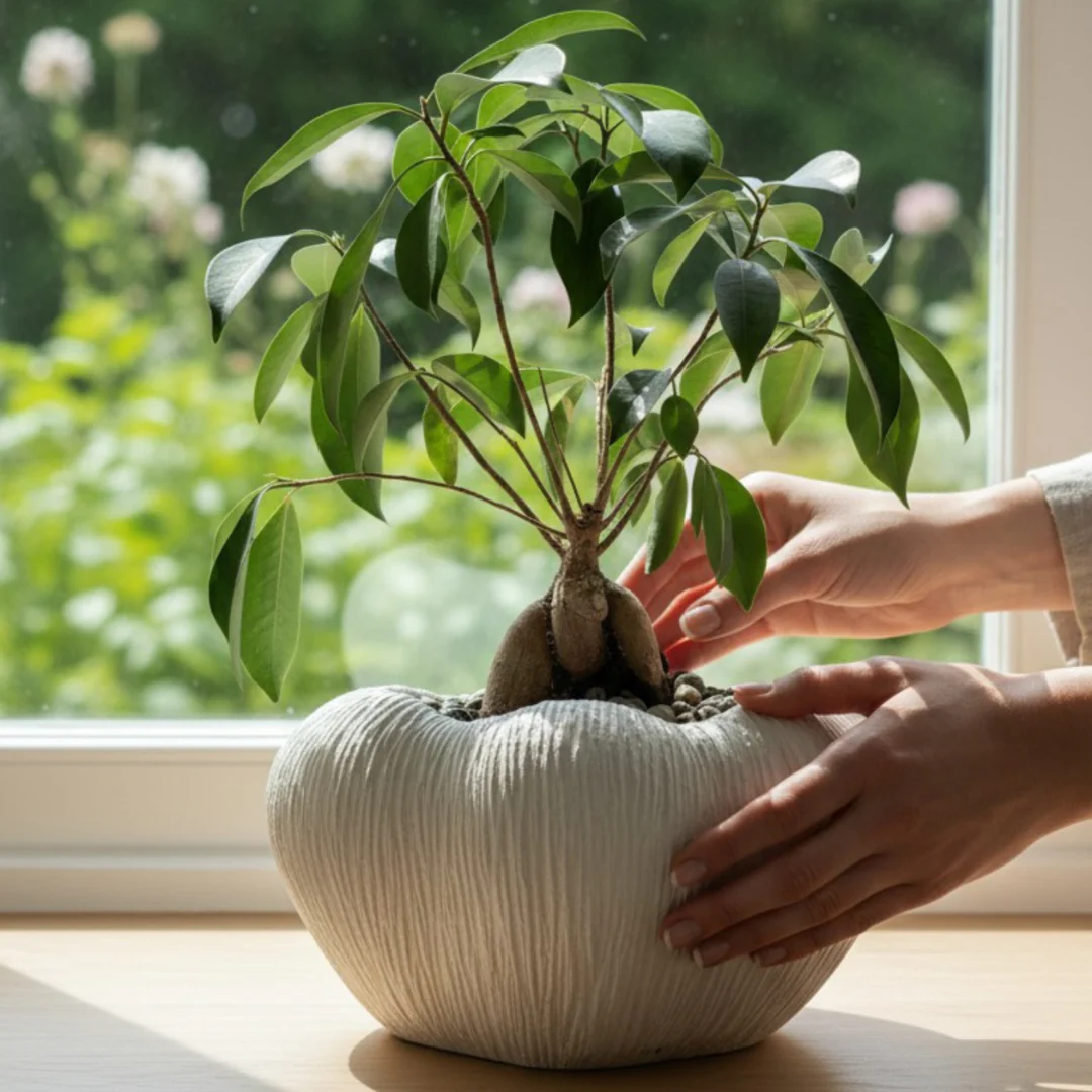 Zephyr Bowl, Artisan Cement Display Piece, Hand-painted in Linen White, 9.8