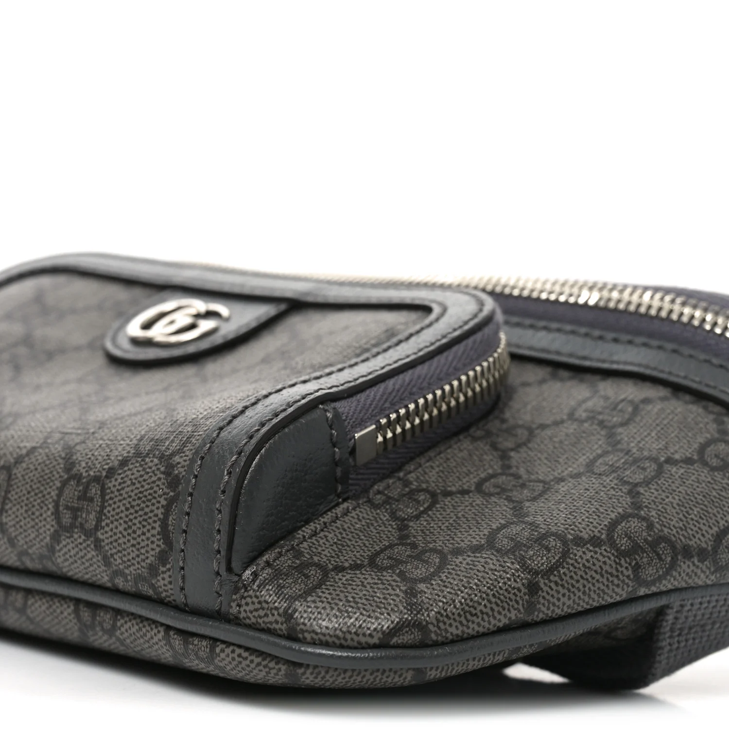 GG Supreme Monogram Textured Dollar Calfskin Ophidia Belt Bag Grey Black Graphite Grey - Top Club