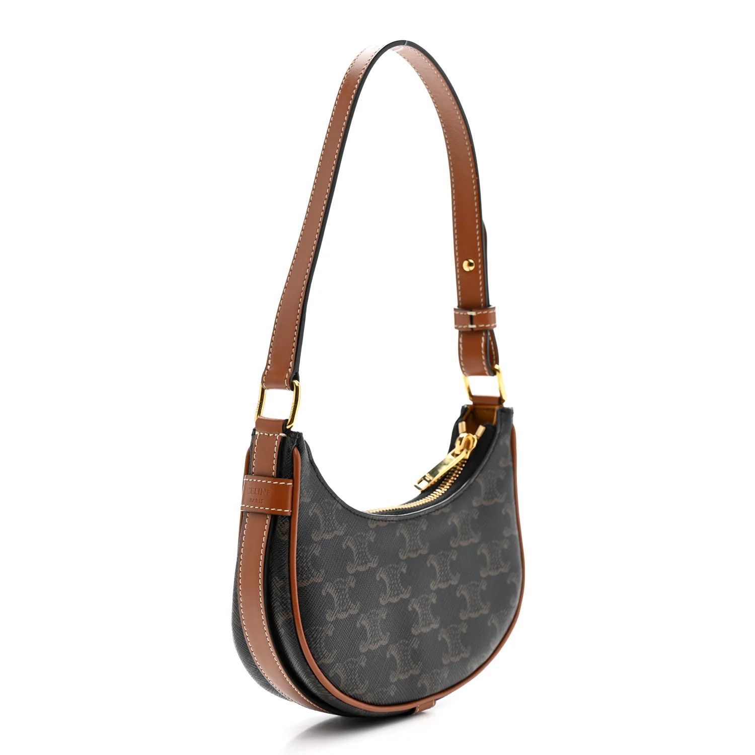 Canvas Calfskin Mini Ava Triomphe Shoulder Bag Tan - Top Club