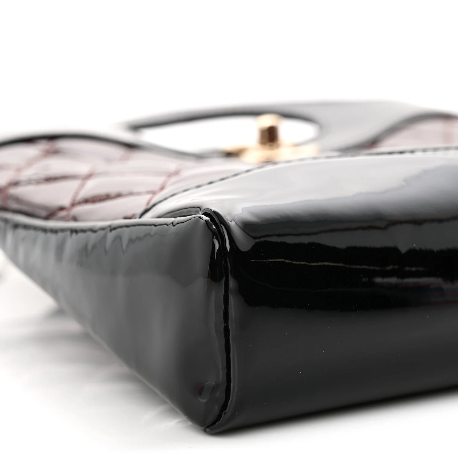 Patent Calfskin Quilted Mini 31 Shopping Bag Burgundy Black - Top Club