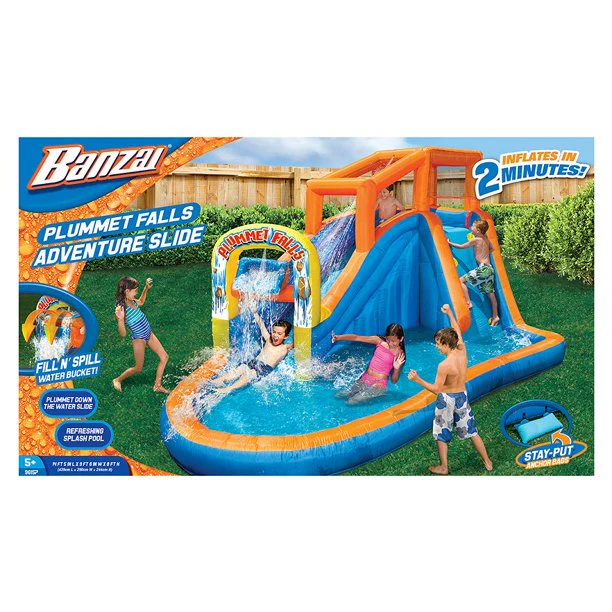Banzai Plummet Falls Adventure Slide, Outdoor Inflatable Water Slide