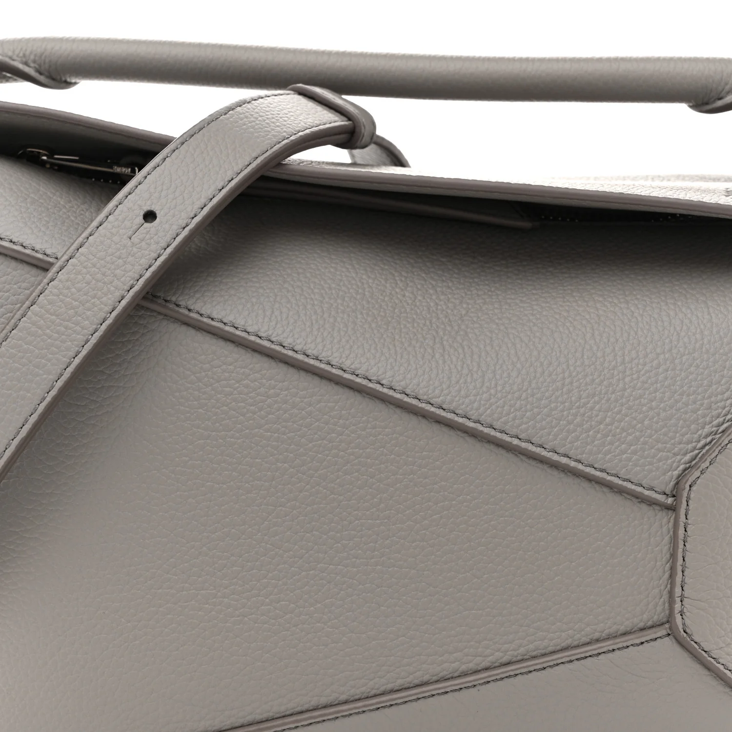 Soft Grained Calfskin Small Puzzle Edge Bag Pearl Grey - Top Club