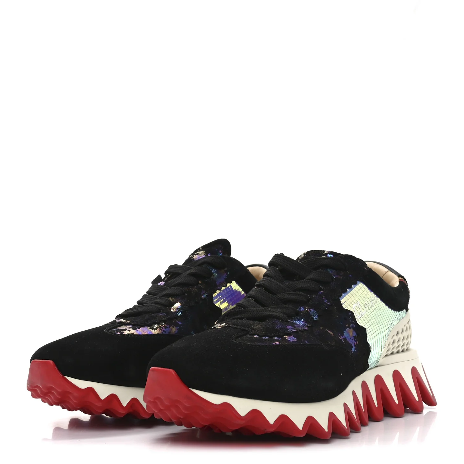 Suede Mesh Calfskin Loubishark Sneakers 40 Black Multicolor - Top Club