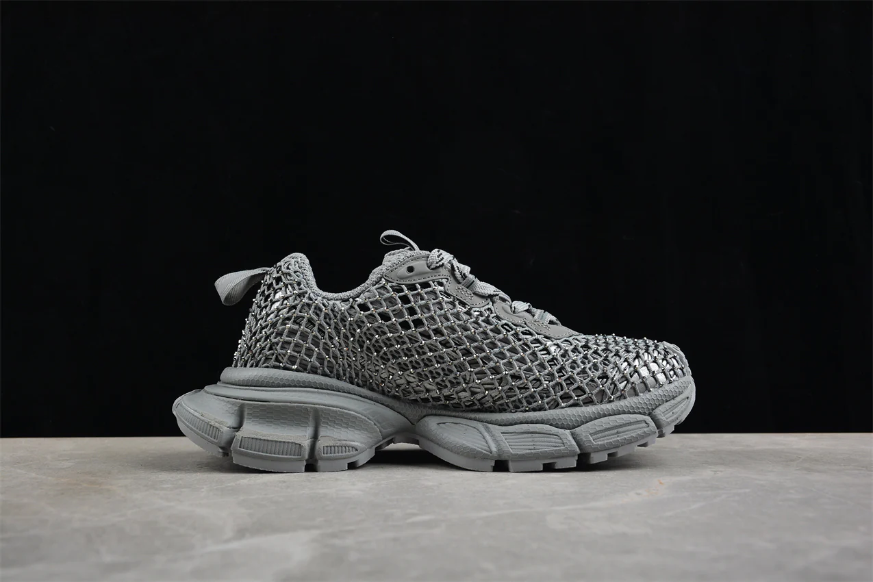 Balenciaga 3XL Fishnet Sneakers – Silver - Sneaker Replica Workshop