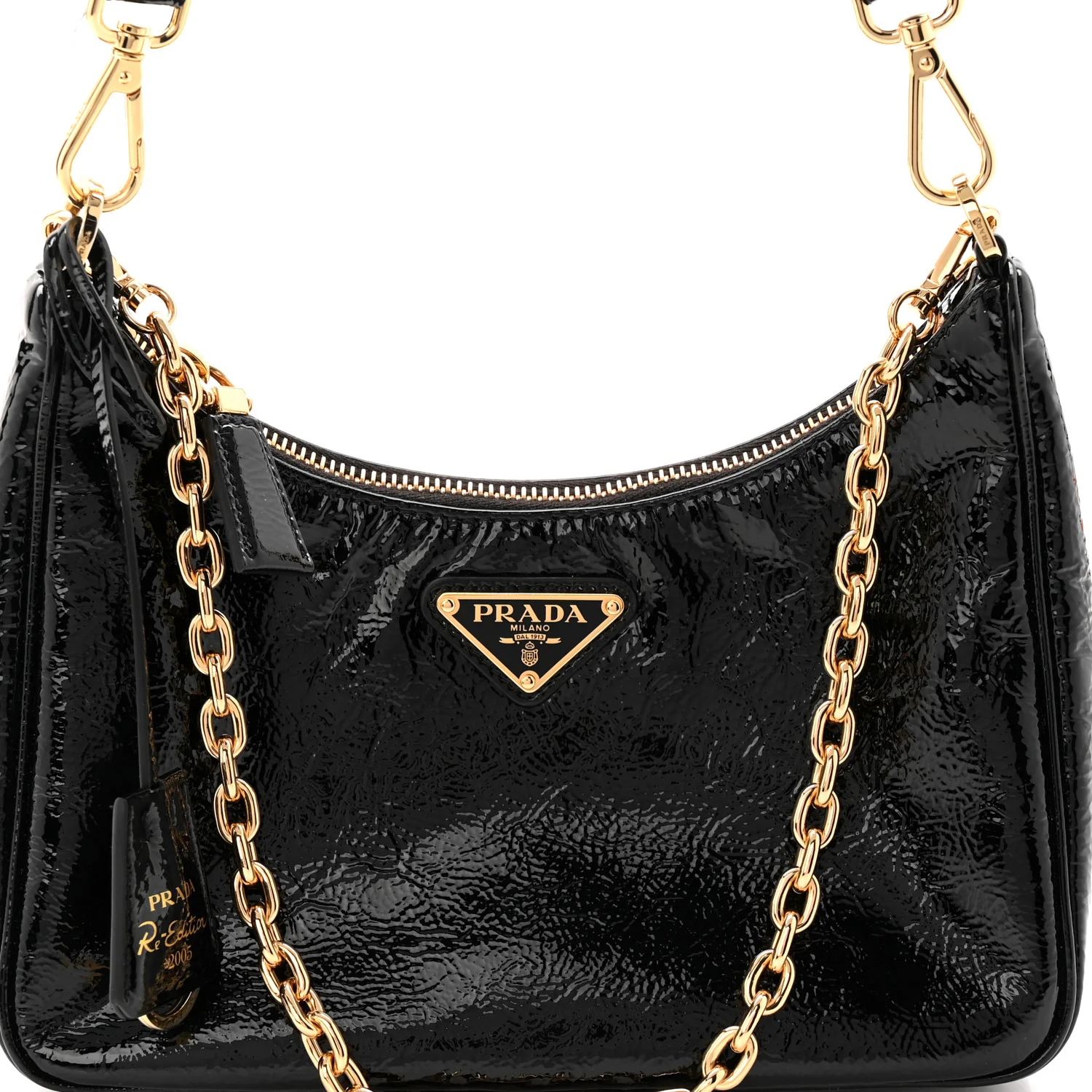 Patent Naplak Re-Edition 2005 Shoulder Bag With Charm Black - Top Club