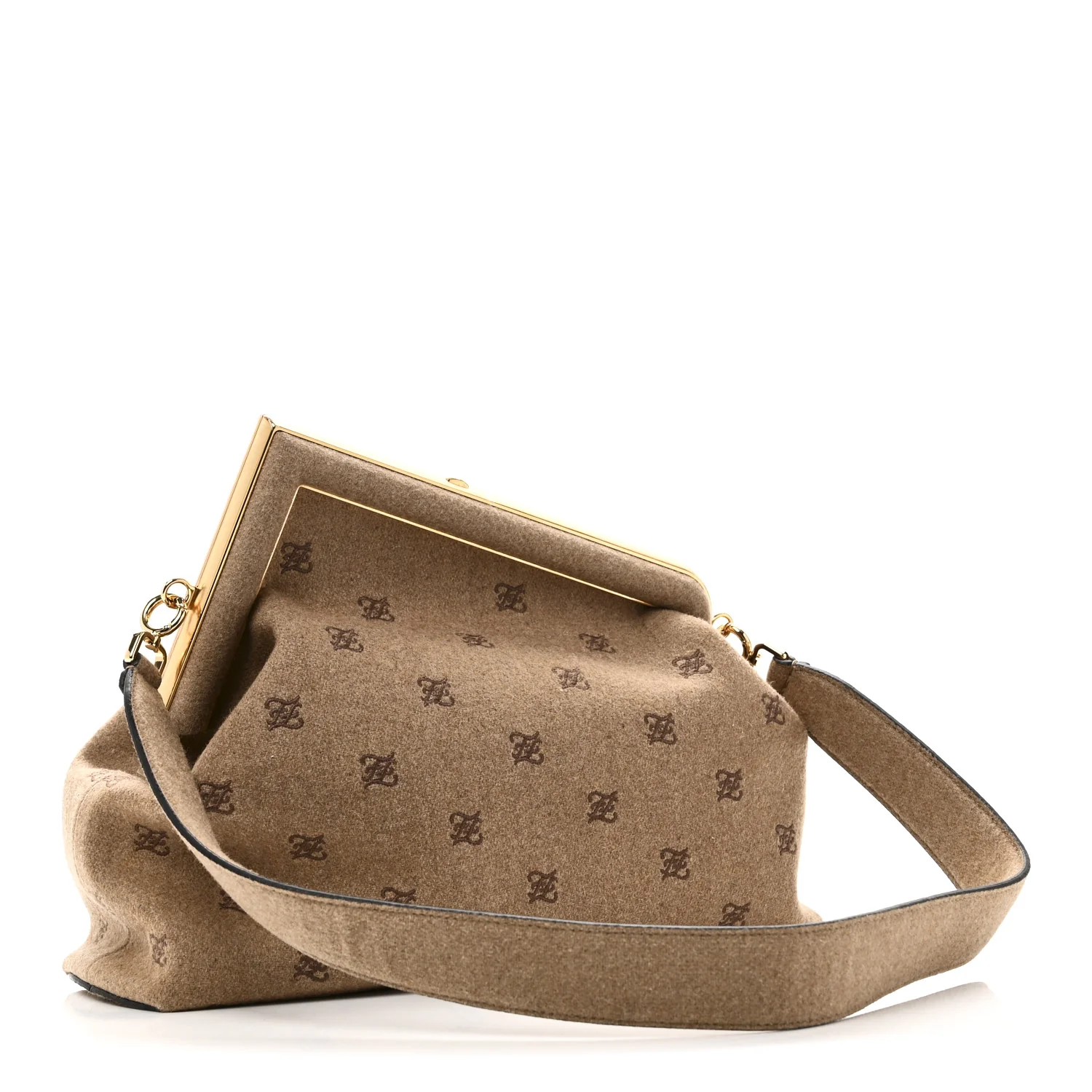 Flannel Karligraphy Embroidered Medium Fendi First Camel - Top Club