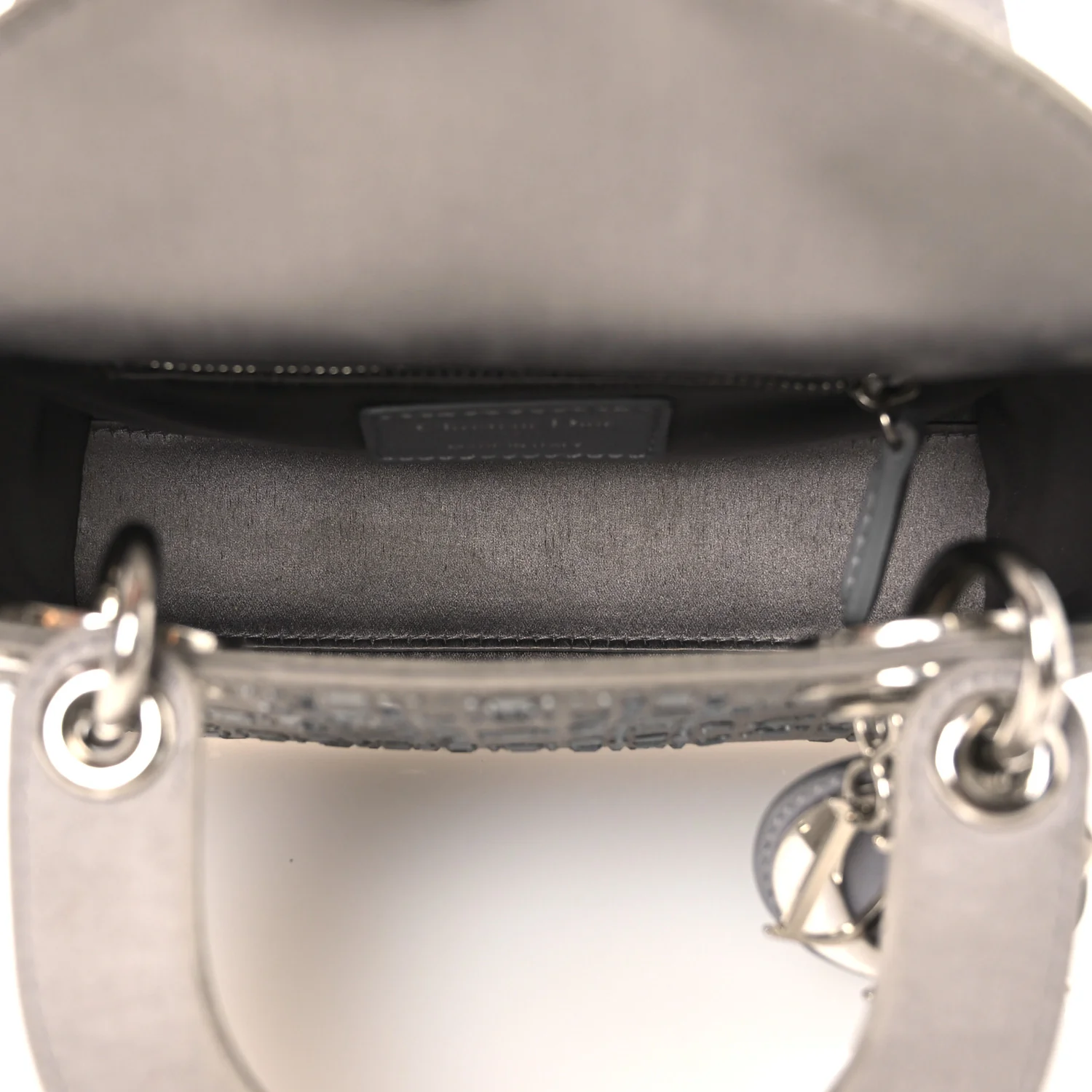 Satin Crystal Cannage Mini Lady Dior Gray - Top Club