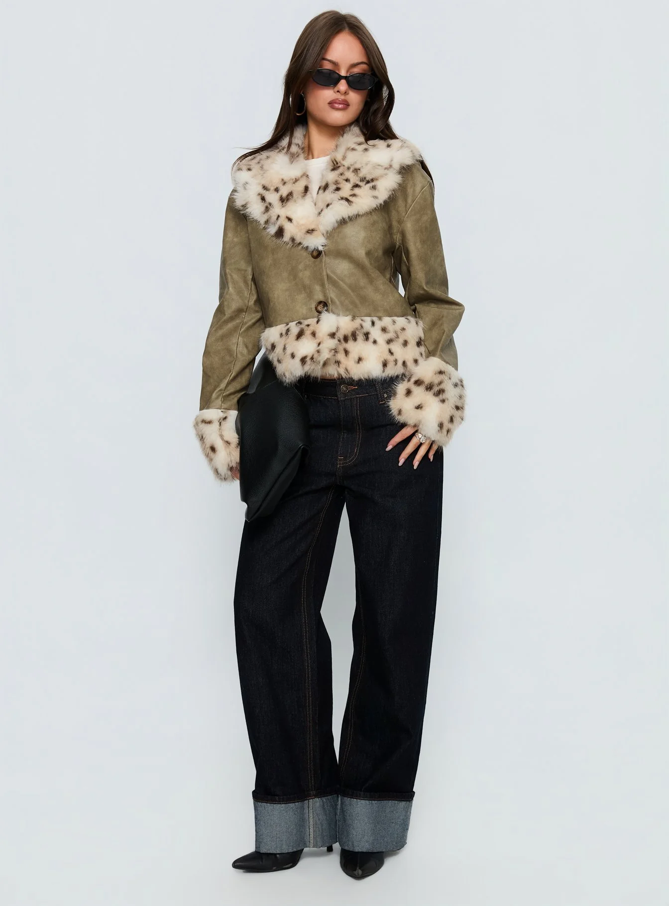 Hiraya Faux Fur Trim Jacket Vintage Green