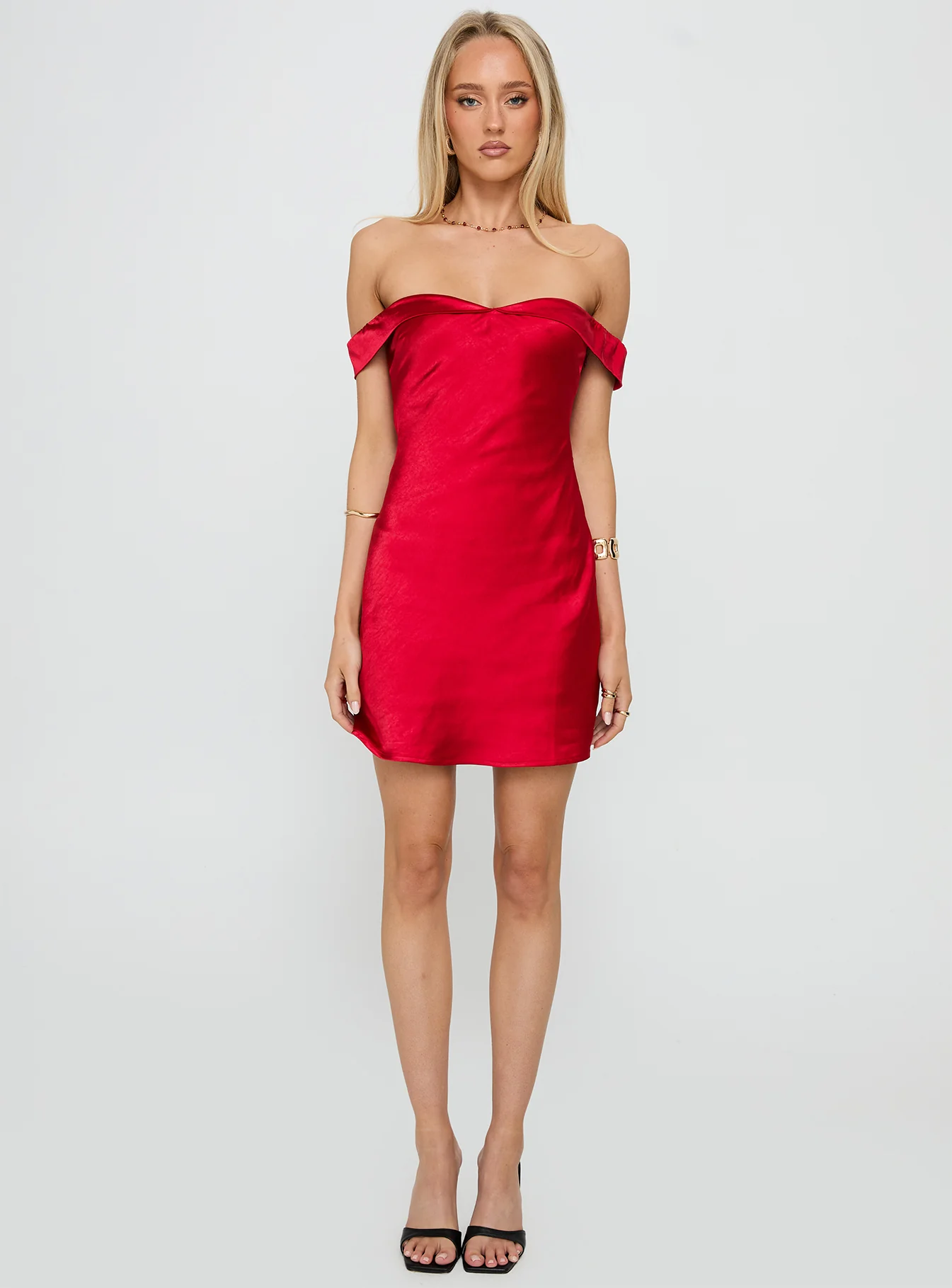 Alizae Off Shoulder Mini Dress Red