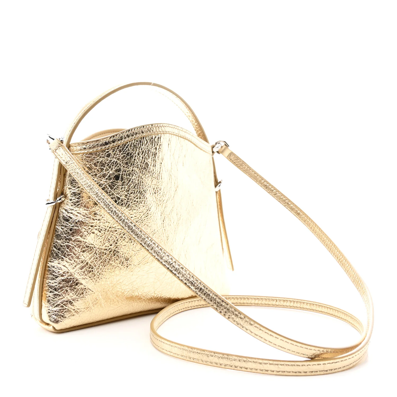 Metallic Tumbled Calfskin Nano Voyou Bag Golden Sand - Top Club