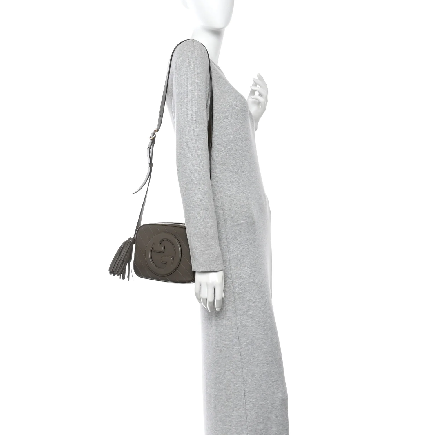 Sakai Be Green Calfskin Diagonal Stitched Small Blondie Shoulder Bag Craclet Brown