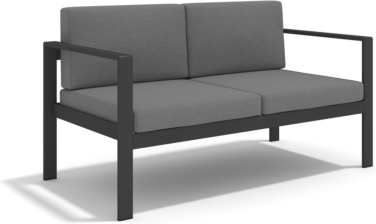 Aluminum Patio Furniture Set, 4 Pieces Modern Patio Conversation Sets, Outdoor Sectional Metal Sofa with Coffee Table for Balcony, Garden, Hotel, Black