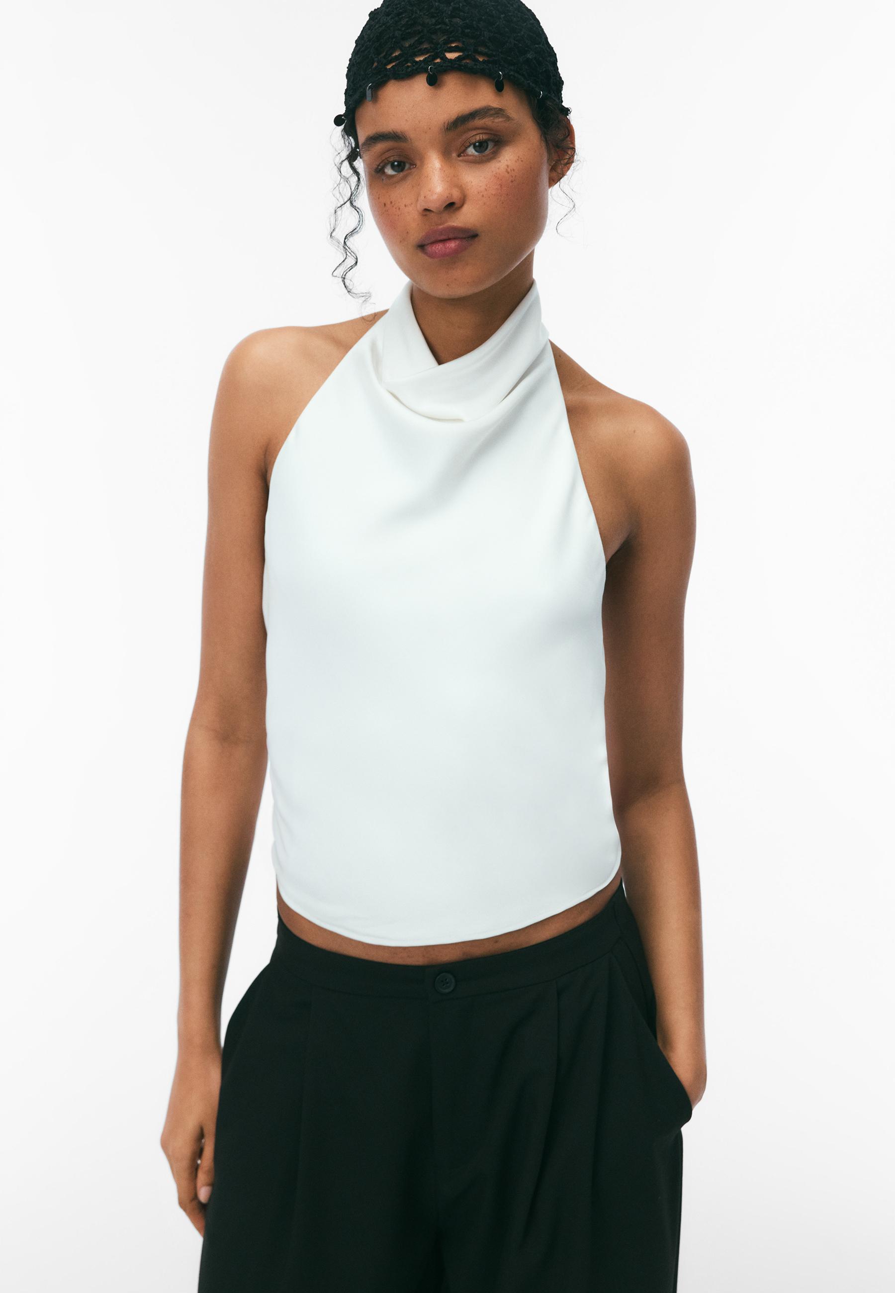SATIN EFFECT HALTER TOP