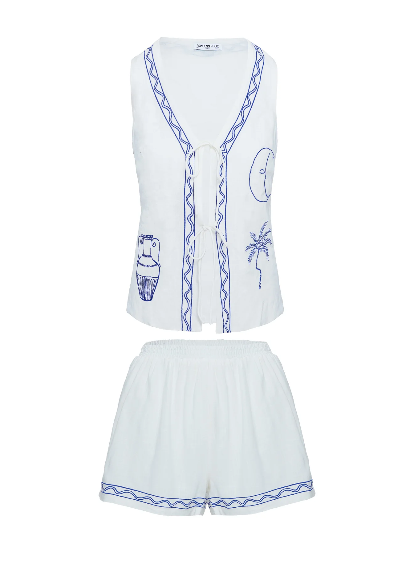 Sun And Palm Trees Vest Set White / Blue