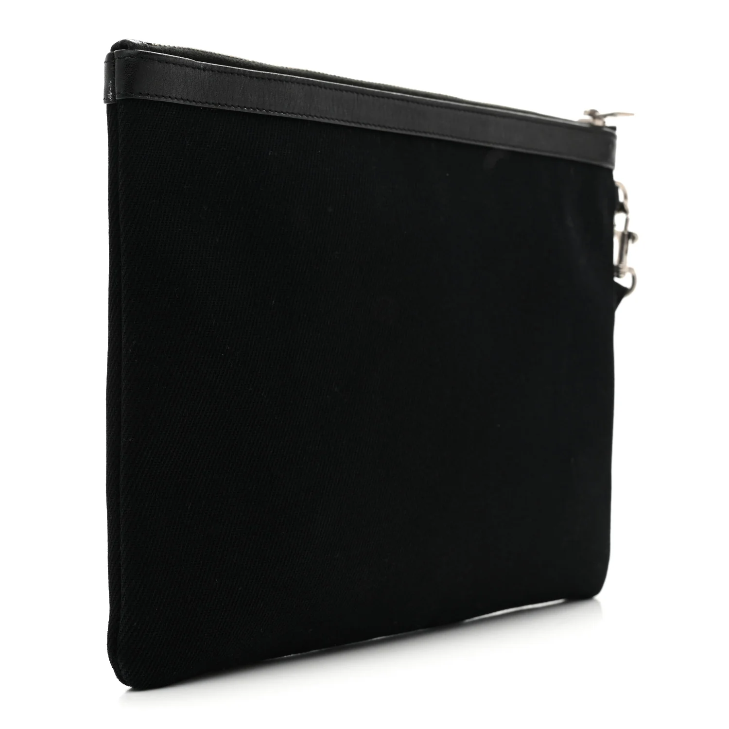 Linen Canvas Rive Gouche Zipped Pouch Black - Top Club