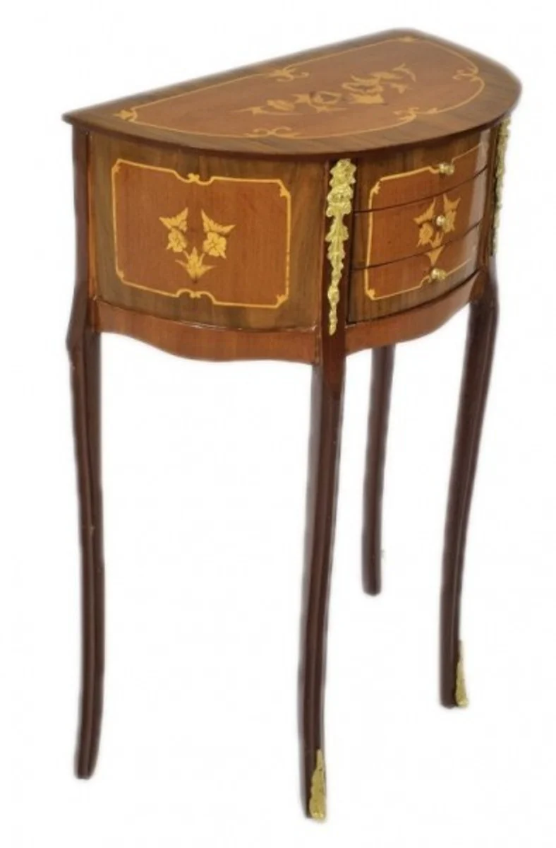 Baroque chest of drawers mahogany inlaid / gold with 3 drawers - bedside cabinet antique style