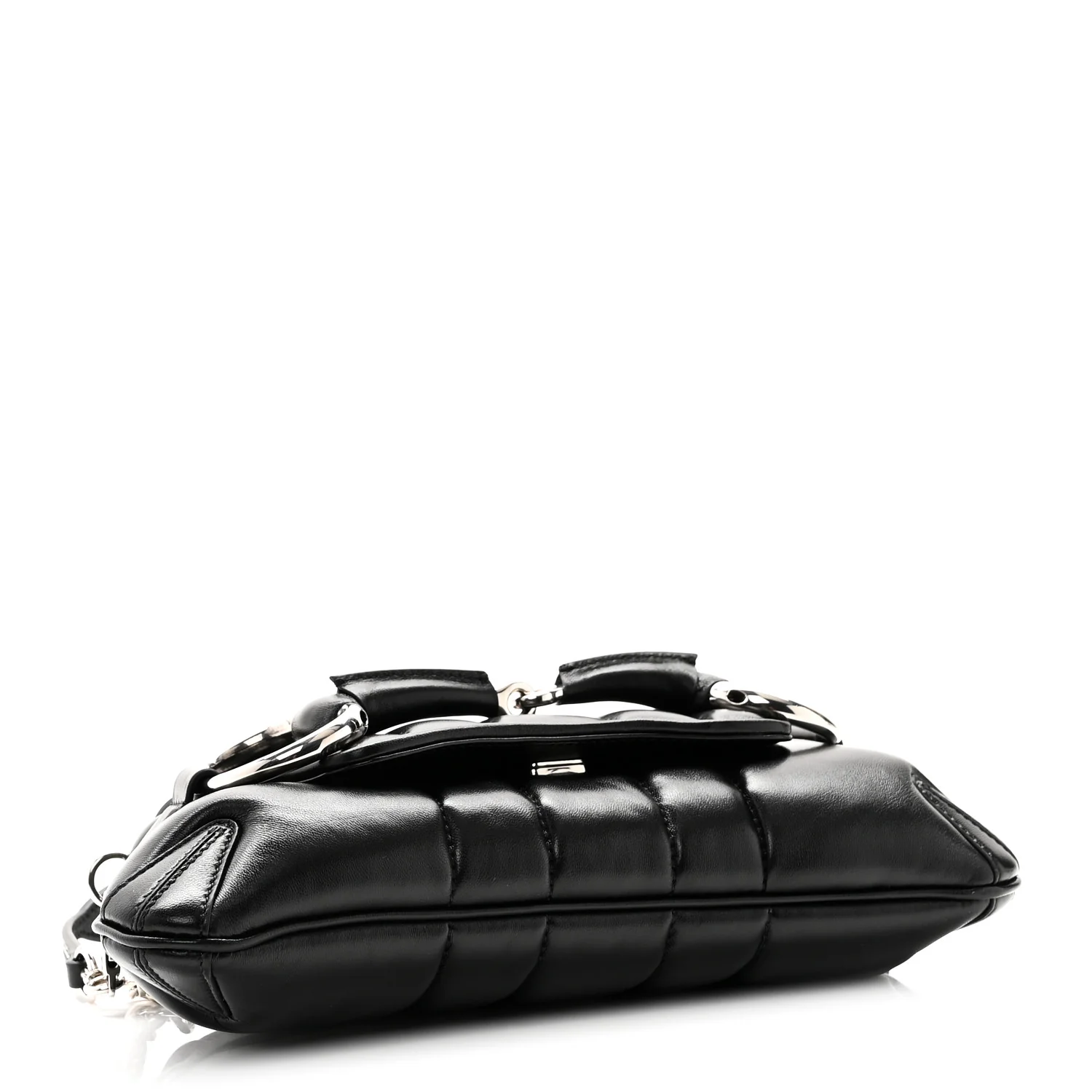Nappa Vertical Matelasse Small Maxi Horsebit Chain Shoulder Bag Black - Top Club