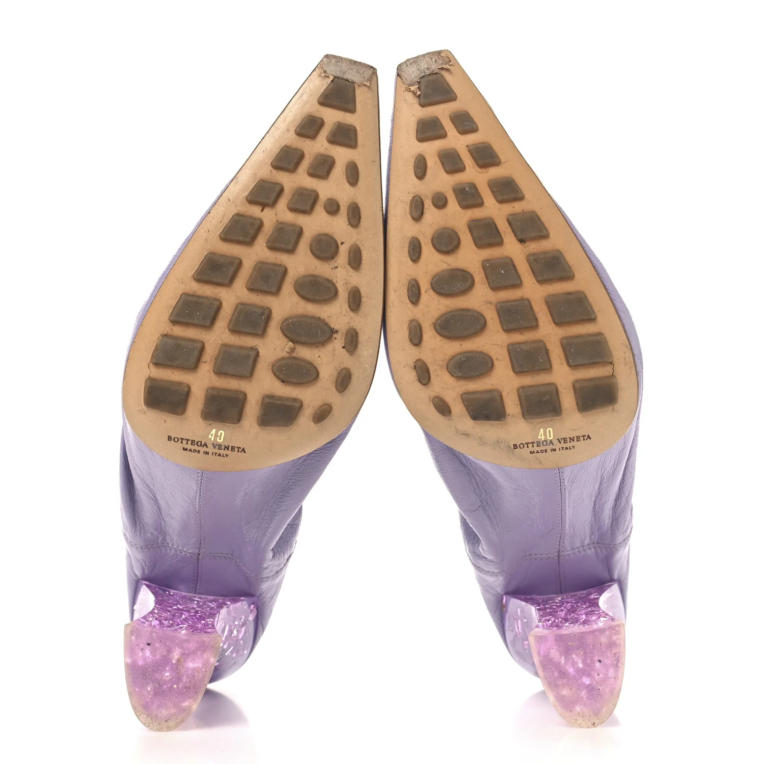 Crushed Nappa Glitter Plexiglass Almond Pumps 40 Lilac - Top Club