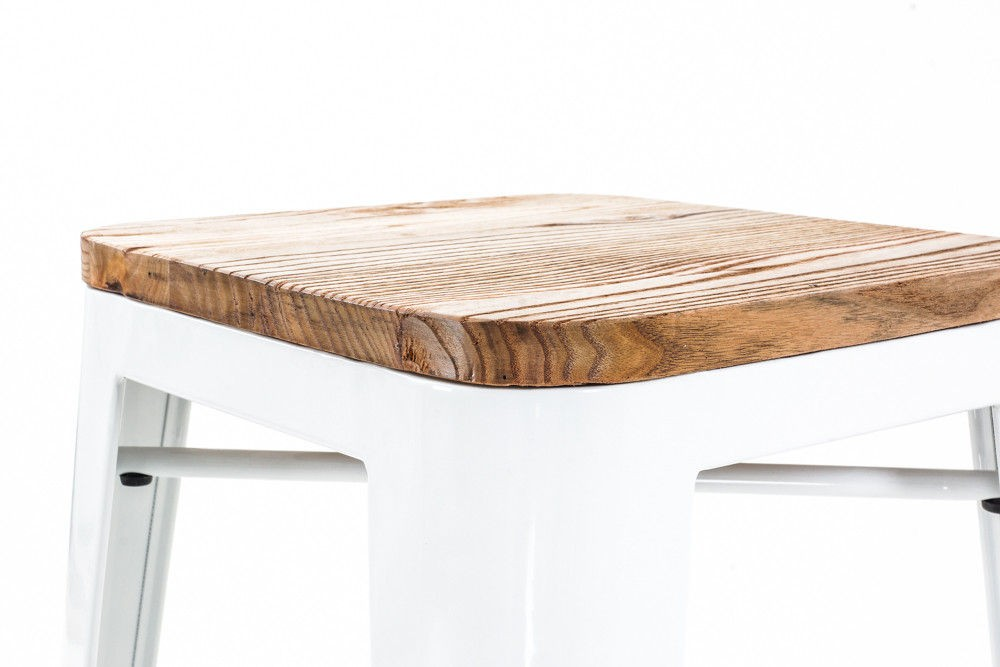 Metalen barkruk Café met houten zitting (zithoogte 77 cm) Zwart