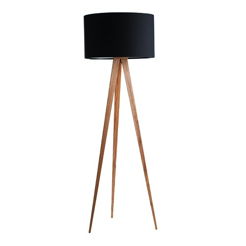 Vloerlamp Tripod hout zwart