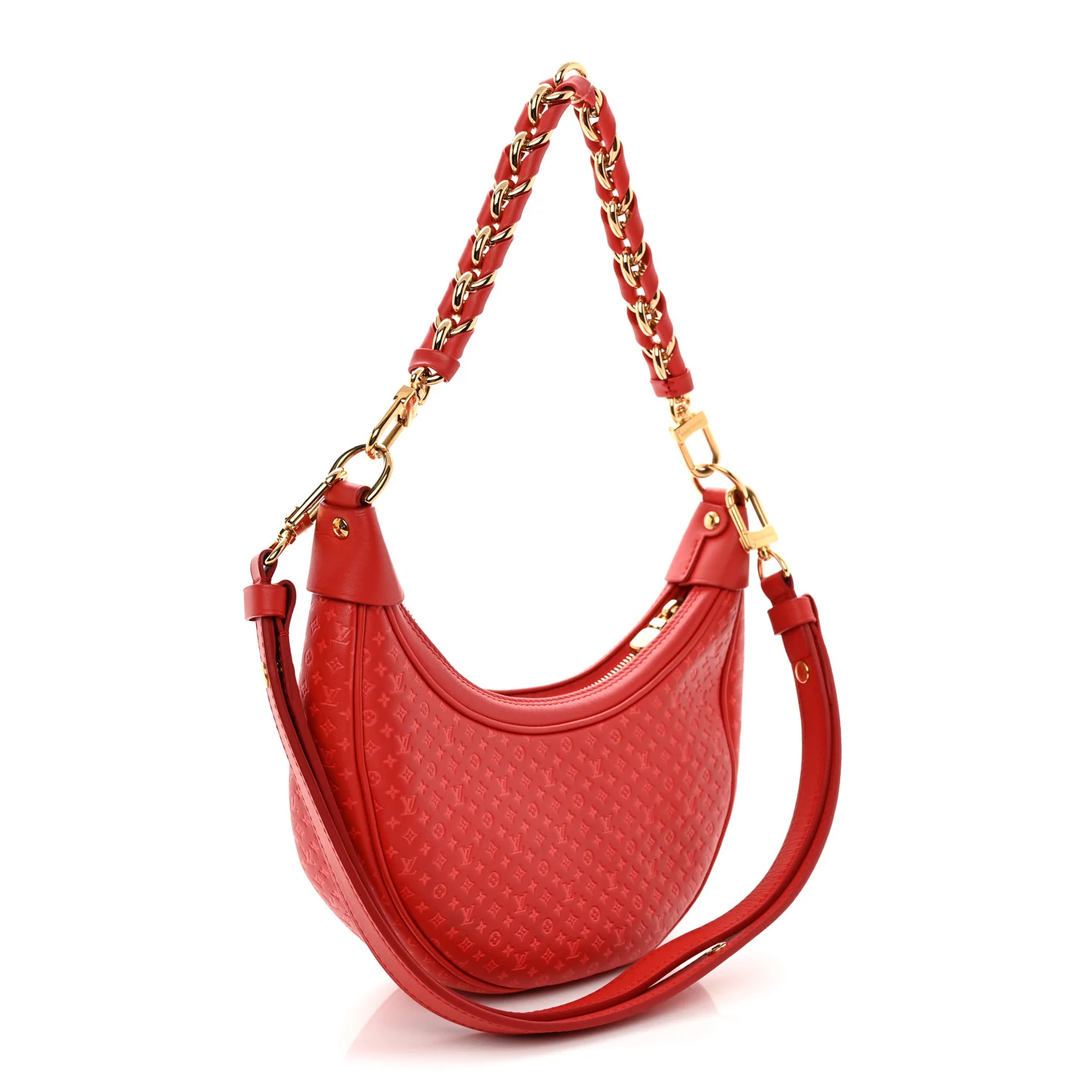 Calfskin Nanogram Embossed Loop PM Rouge - Top Club