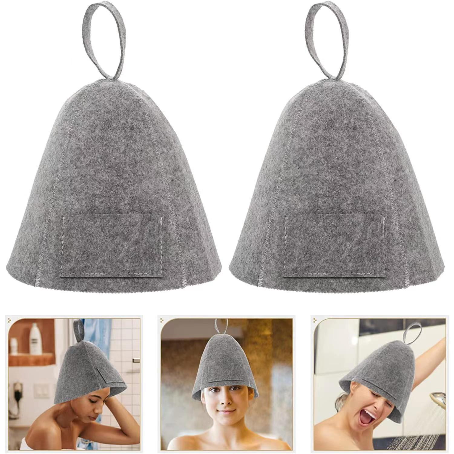 Organic Wool Felt Thermal Eco-Friendly Sauna Cap Embroidered Banya Shower Hat for Men Women Russian Bath Accessory