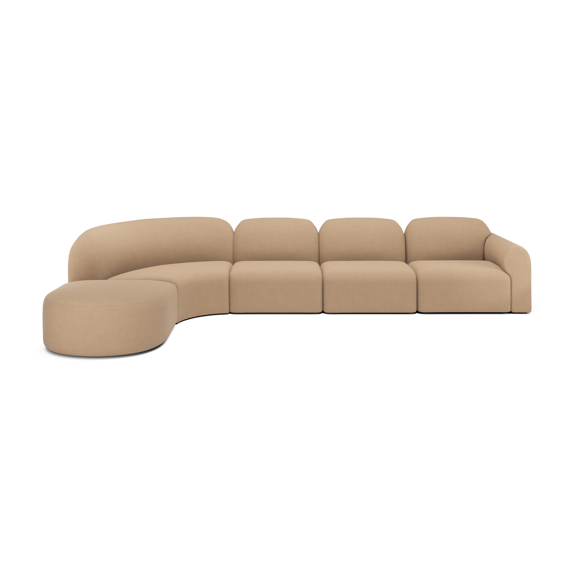 Modulaire bank Bulky hoek links ronde footstool light sepia
