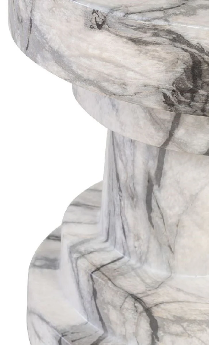 Luxury side table / stool in marble look white Ø 38 x H. 45 cm - Living room furniture in marble look - Luxury furniture - Luxury collection