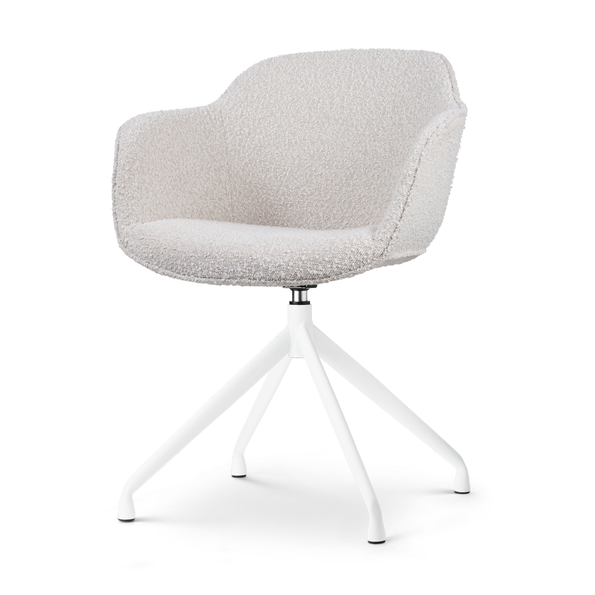 Eetkamerstoel Nola-Mare bouclé beige - wit onderstel