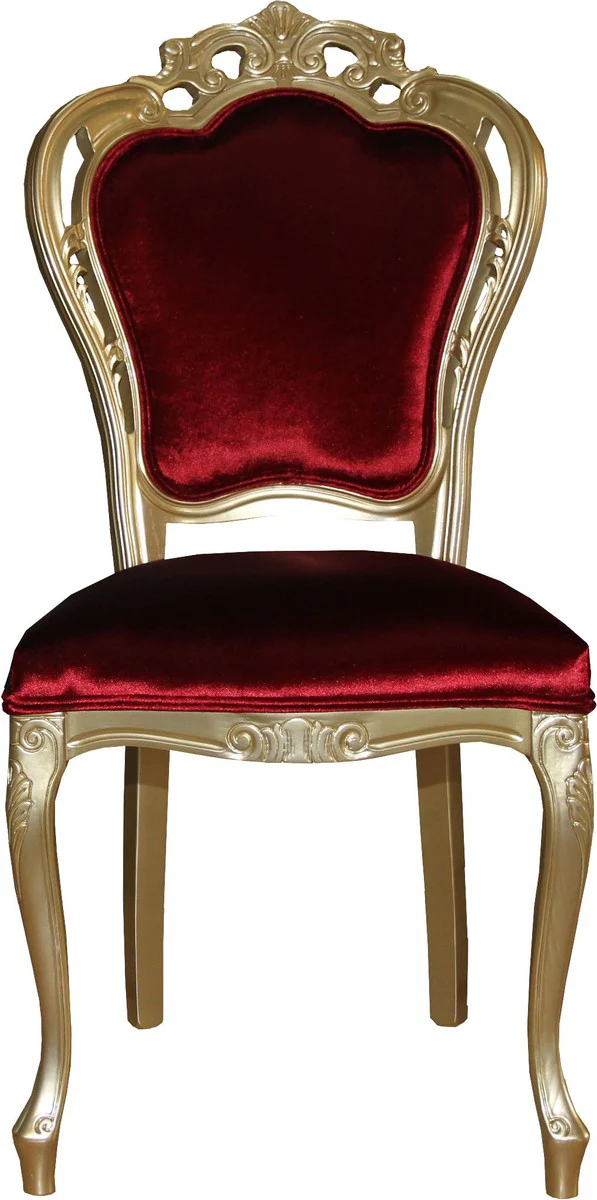 Luxury baroque dining room chair in burgundy red/gold - designer chair - luxury quality