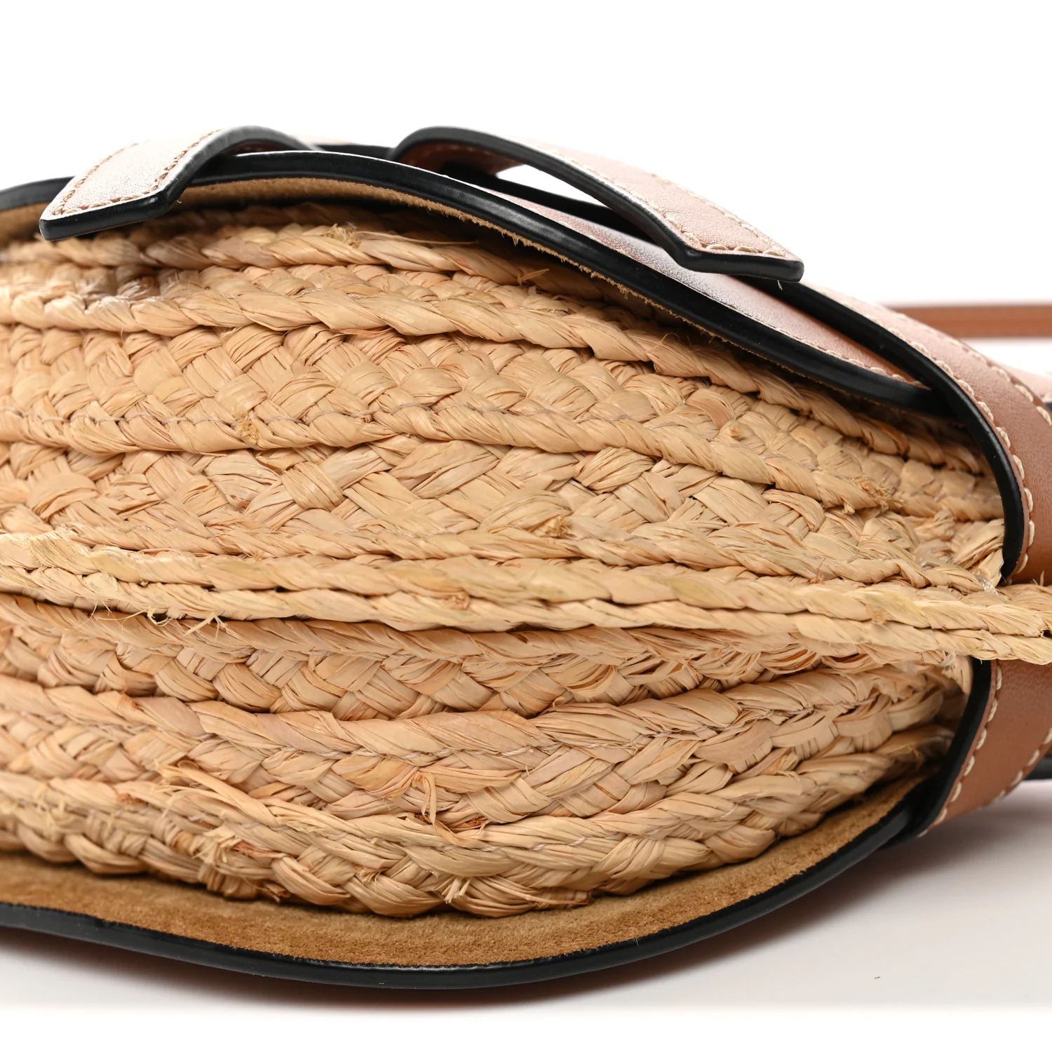 Calfskin Raffia Mini Gate Crossbody Bag Natural Tan - Top Club