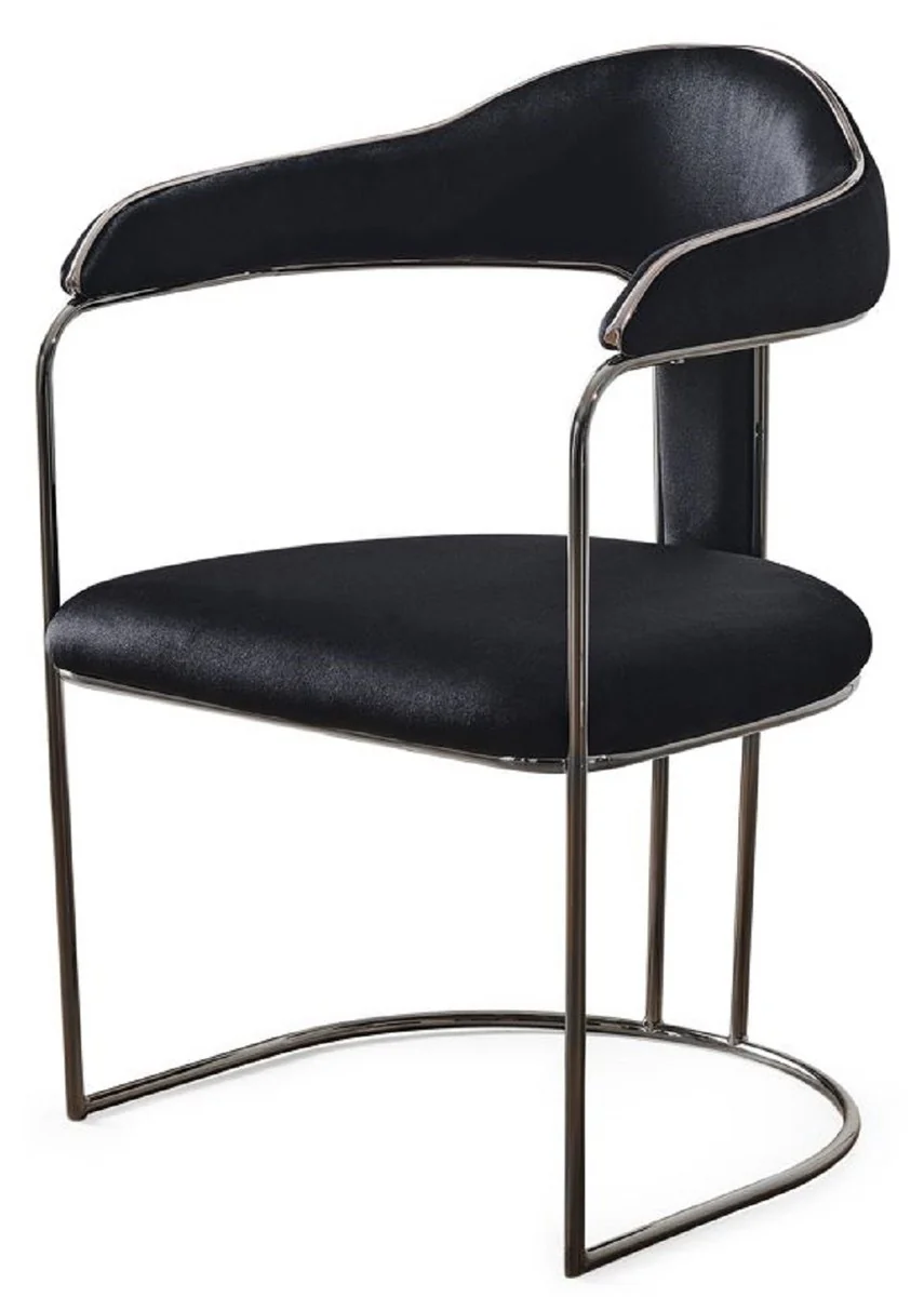 Luxury Art Deco Dining Room Set Black / White / Bronze - 1 Extendable Dining Table & 6 Dining Chairs with Armrests - Dining Room Furniture - Art Deco Furniture - Luxury Furniture