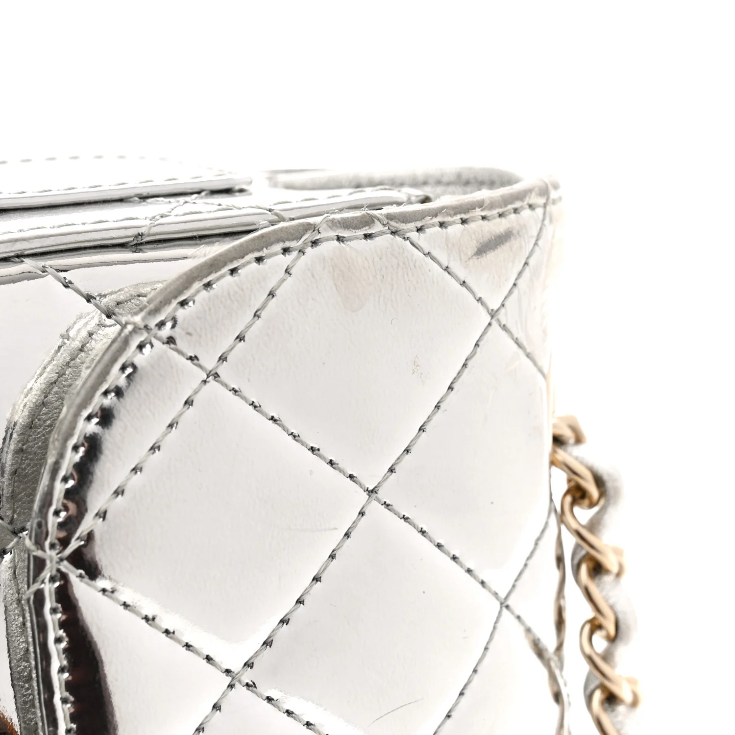 Mirror Calfskin Metallic Calfskin Quilted Hollywood Boulevard Mini Flap With Star Coin Purse Silver - Top Club