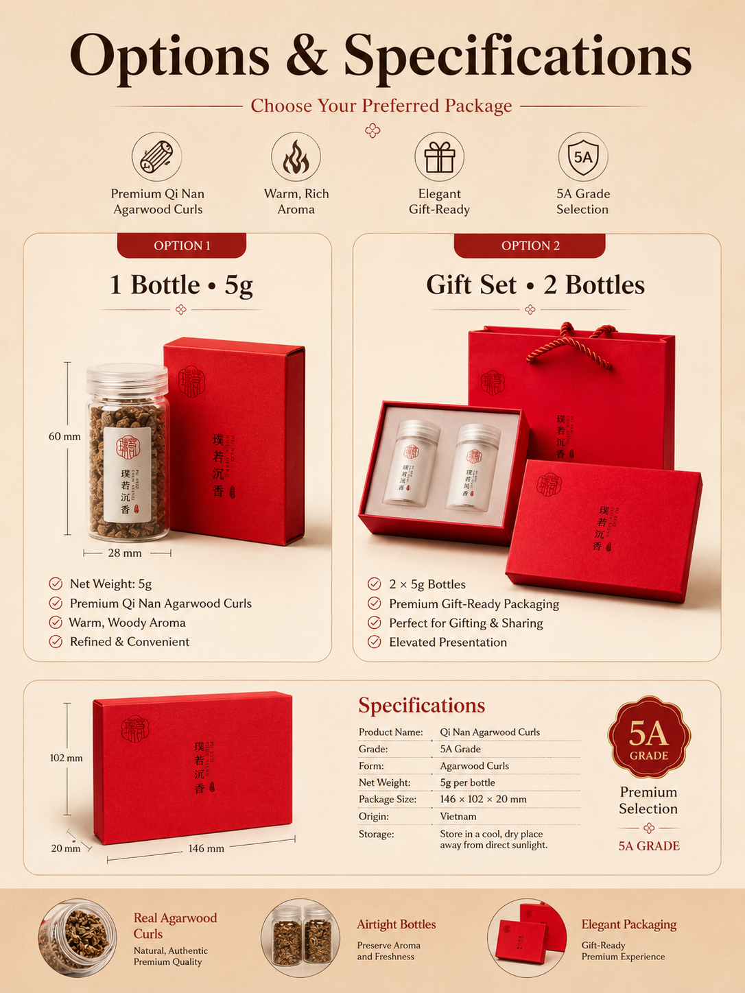Premium Qi Nan Agarwood Curls Set