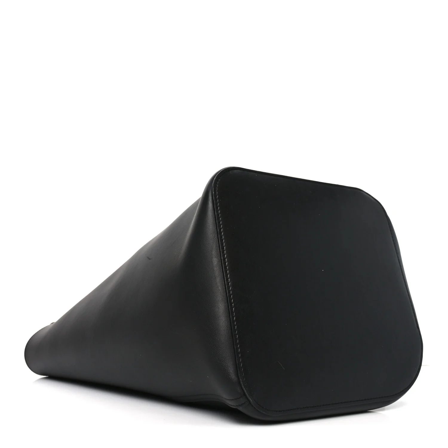 Smooth Calfski Large Woven Pebble Bucket Bag Black - Top Club